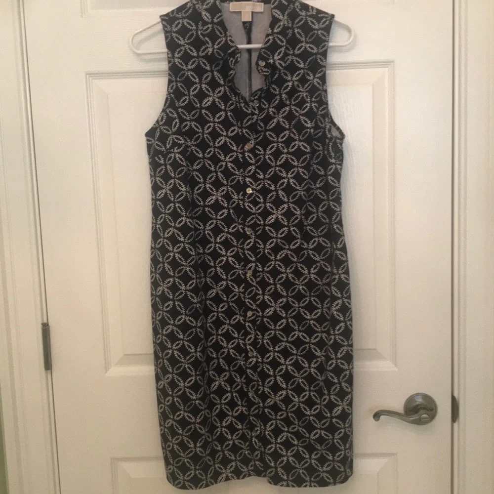 Michael KORS Navy&White Dress Sz10 Knit Stretchy.